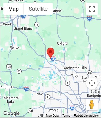 Map to 5950 Sashabaw Road Clarkston, MI 48346