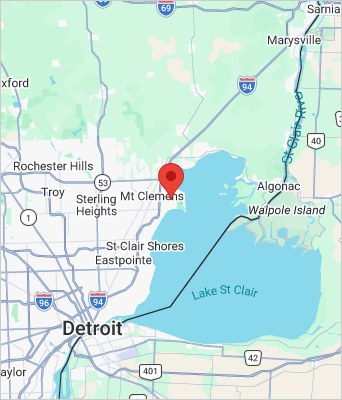 Map to 28380 S. River Road Harrison Twp, MI 48045