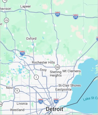 Map to 54778 Dequindre Road Shelby Twp, MI 48316