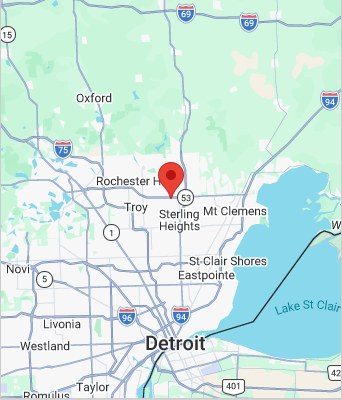 Map to 44699 Mound Road Sterling Heights, MI 48314