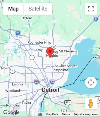 Map to 5822 15 Mile Road Sterling Heights, MI 48310