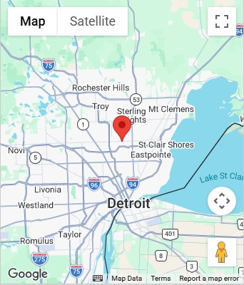 Map to 3858 12 Mile Road Warren, MI 48092