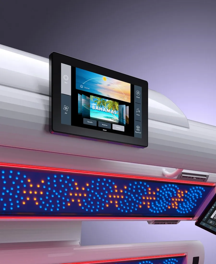 K11 SunControl touchscreen displaying the Bahamas destination